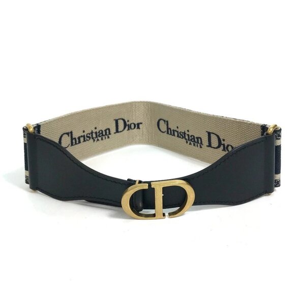Dior B0003CBTE_M928 CDHardware Embroidered Canvas logo belt Navy x Beige main image 10